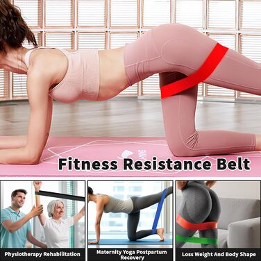 Набір еластичних стрічок для фітнесу (рожеві, 5 шт.)