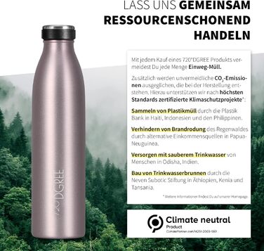 Термос-бутилка з нержавіючої сталі 720°DGREE milkyBottle 750 мл, BPA-free, герметична, для газованої води, спорту, школи, фітнесу, кемпінгу, кольору тауп/молочний