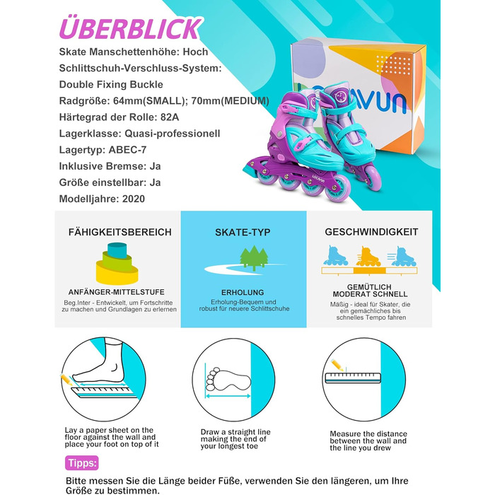 Дитячі ролики Inliner Kinder з регулюванням розміру 26-29, 29-34, 30-35. Ролики для дівчаток з колесами 82A PU, фіолетового кольору.