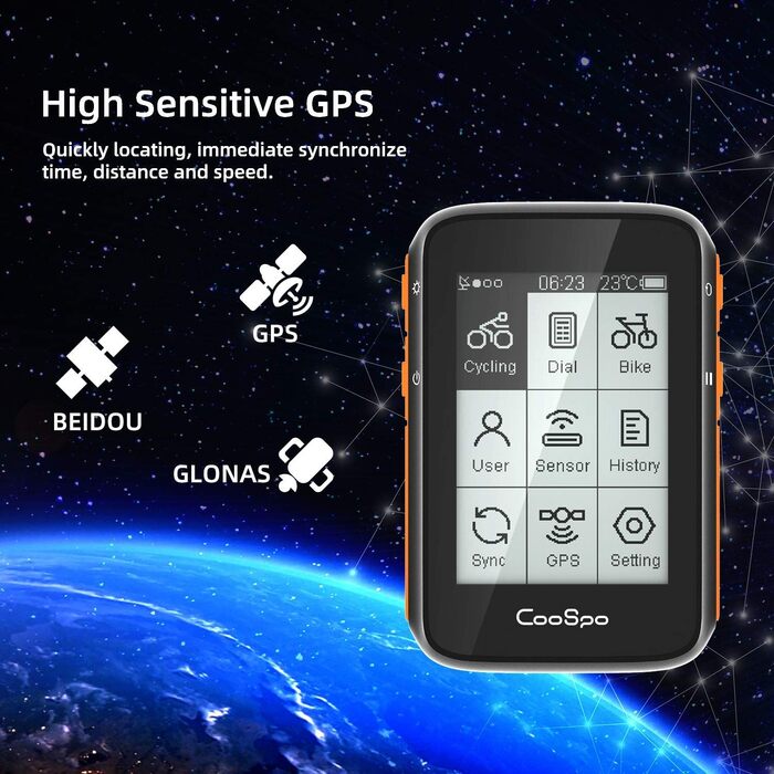 Велокомп'ютер COOSPO BC200 GPS Bluetooth 5.0 ANT+ з LCD екраном 2.4