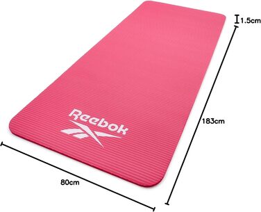 Гімнастичний килимок Reebok з натурального каучуку 15 мм, рожевий, нековзкий, для фітнесу, тренувань вдома