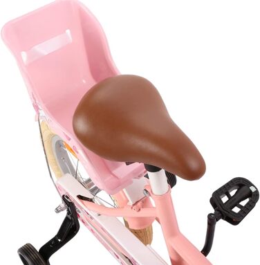 Дитячий велосипед Dolly 14 дюймів для дівчаток 3-5 років | Зручна збірка | З додатковими колесами | Розмір одягу 98-108 см | Рожевий колір