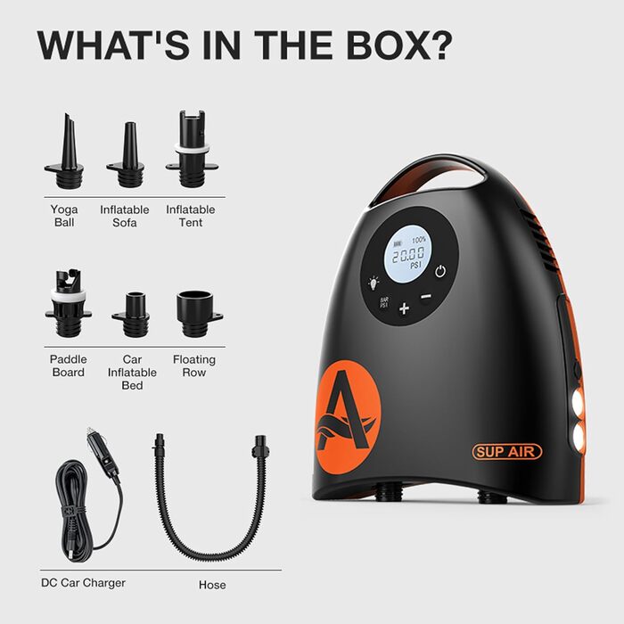 Електрична повітряна помпа 20 PSI для SUP дошок, автоматична помпа високого тиску з автороз'ємом 12V