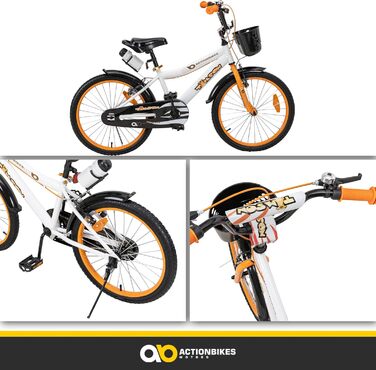 Дитячий велосипед Actionbikes 12/16/20 дюймів, V-Brake, з крилами, для хлопчиків і дівчаток, від 2 до 9 років
