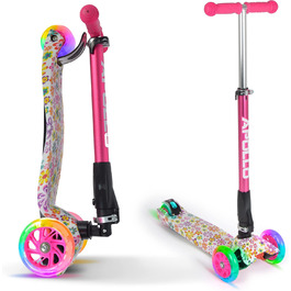 Дитячий самокат Apollo Kids Whiz із LED колесами, складаний, для хлопчиків і дівчаток від 3 до 6 років, безпечний і стійкий, самокат-трюковий