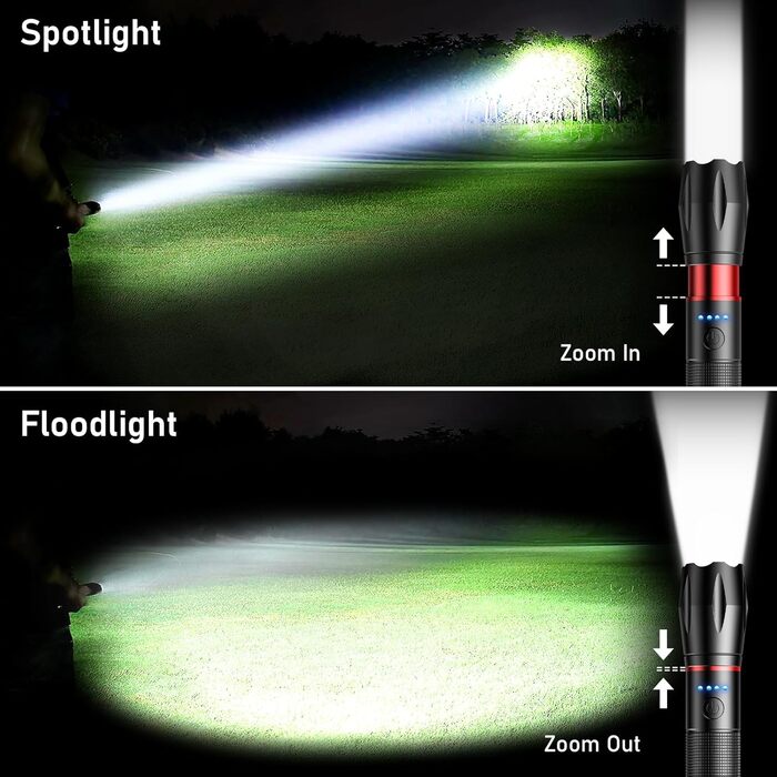 LED ліхтарі Blukar, 2 шт., 2000 люмен, зумуючі, 5 режимів, водонепроникні (IPX6), для кемпінгу, туризму, риболовлі, надзвичайних ситуацій