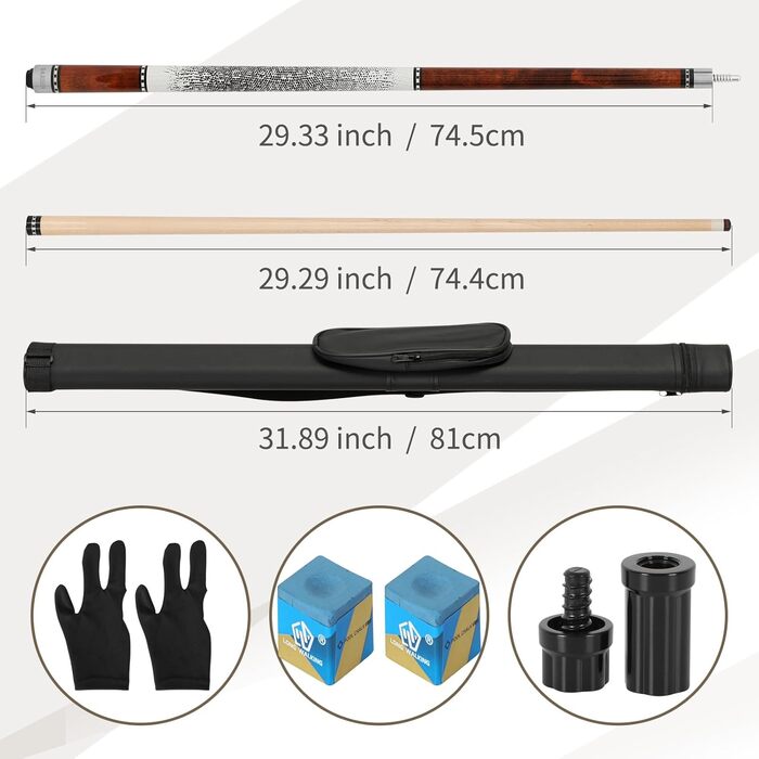 Більярдний кий GARSEN, 147.3 см, комплект з 4 шт, акорн-коричневий