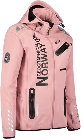 Жіноча мембранна куртка Softshell Geographical Norway Outdoor — водонепроникна спортивна вітровка для дощу (L, блідо-рожевий з чорним)