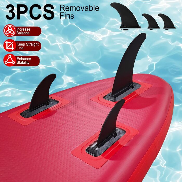 Надувний SUP борд для 2+1 людини/сім'ї Stand Up Paddling Board SUP06RK Black Red - до 150 кг, з веслом та плавниками