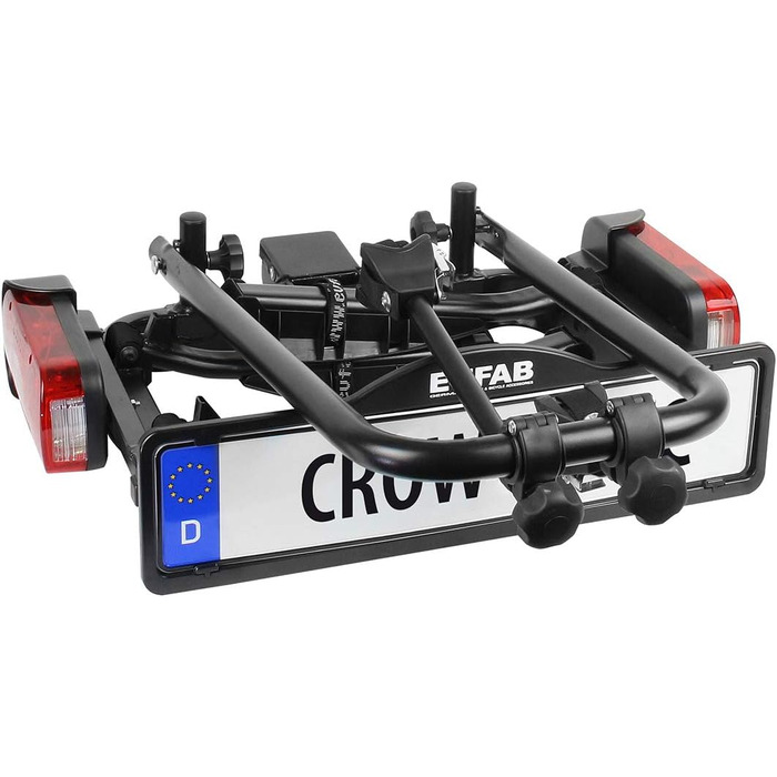 Велосипедний багажник EUFAB CROW BASIC на 2 велосипеди, для Е-байків, кріплення на причіп, чорний