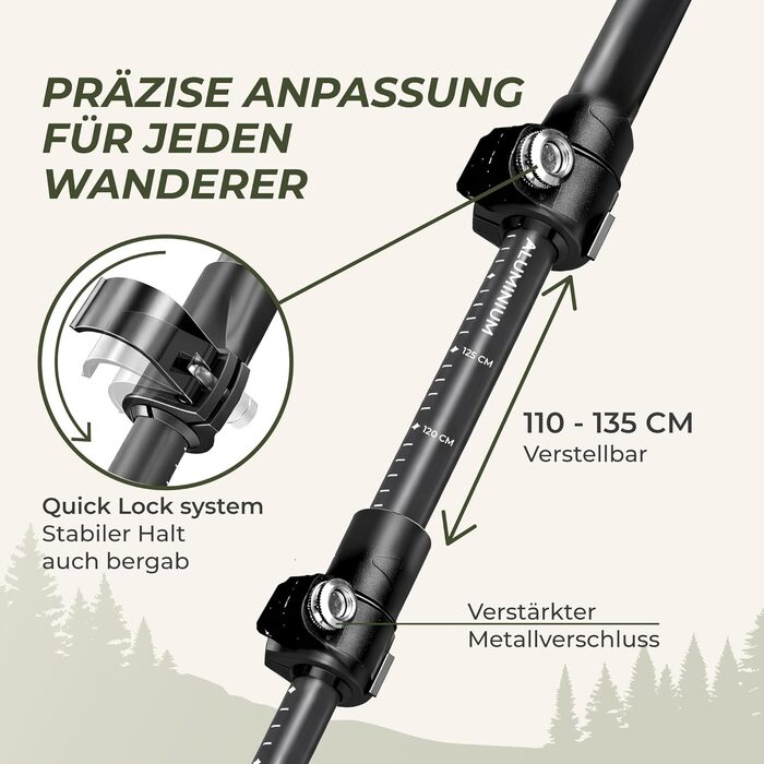 Телескопічні палиці для скандинавської ходьби та трекінгу Nordic Walking, ультралегкі, з натуральними корковими ручками, алюміній