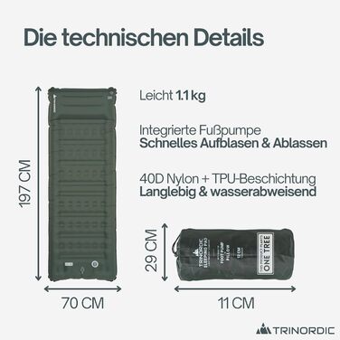 Надувна ізомат Extradicke 12 см - з насосом та подушкою. Ідеально для кемпінгу, піших прогулянок та байкпакінгу