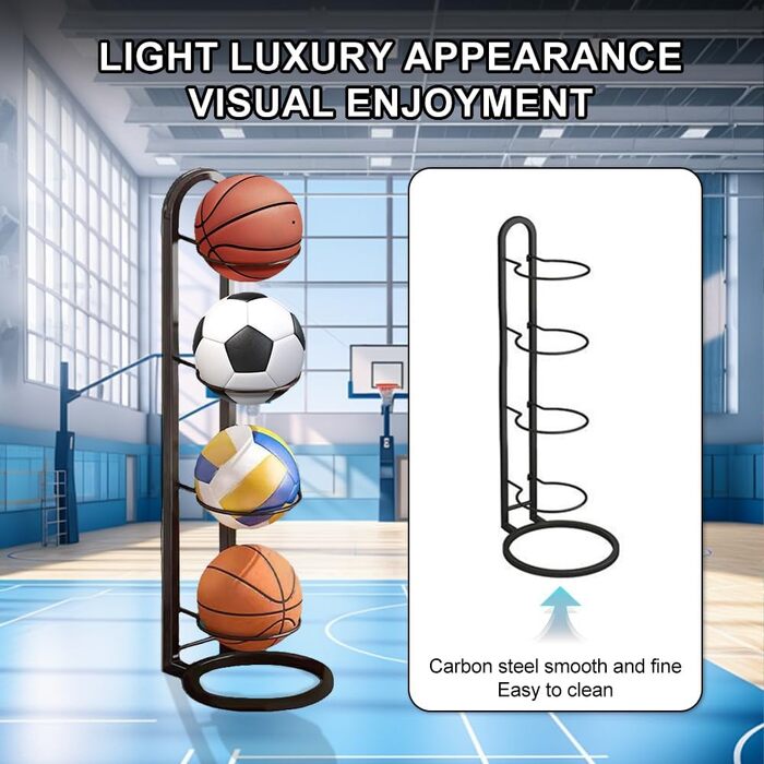 Стовпчик для м'ячів на 4 яруси, вертикальна підставка для зберігання м'ячів, стелаж для футбольних м'ячів, знімна металева підставка для демонстрації, полиця для зберігання м'ячів, для волейболу, баскетболу, футболу