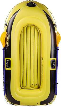 Надувне човен DEMA для 2 осіб (150 кг) з веслами та насосом, жовто-сірий