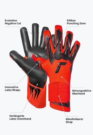 Воротарські рукавиці Reusch Profi Raptor Pro червоно-чорні, розмір 7-11 | професійний хват, 4мм піна, для тренувань та ігор на траві та штучних покриттях