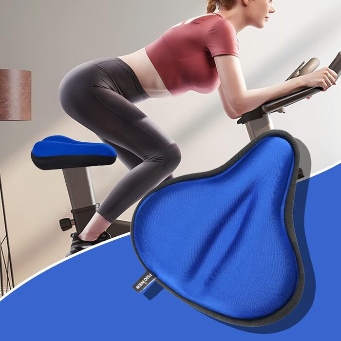 Покриття для велосипедного сидіння Sattelbezug, 27 x 25 см, гелеве, широке, для стаціонарних велосипедів, велотренажерів, спиннингу, з гелевою подушкою, м'яке, темно-синій