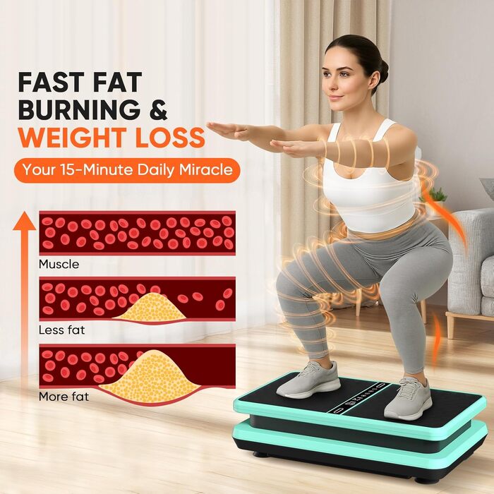 Вібраційна платформа для дому 2025: тренажер для схуднення та нарощування м'язів. Вібраційний тренажер для всього тіла, 99 рівнів інтенсивності, 58 см, до 150 кг