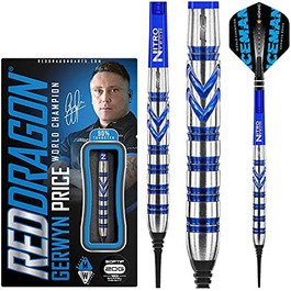 Дротики Red Dragon Gerwyn Price Iceman Originals, вольфрамові, 18 г, з оперенням та стрижнями