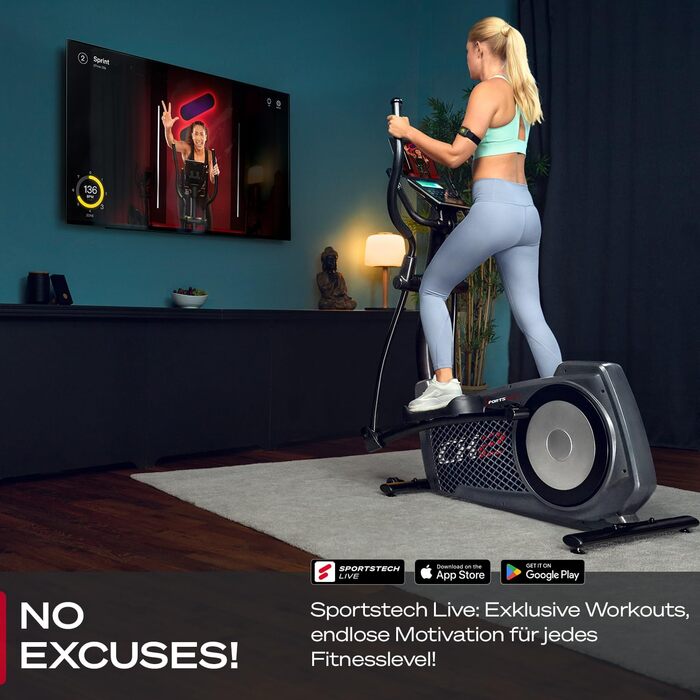 Sportstech CX2 Crosstrainer: тренажер для дому з генератором електроенергії | Німецька якість | Інтерактивні відео-тренування та мультиплеєрний додаток | Сумісний з пульсометром