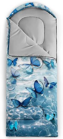 Спальний мішок HOSIMA з принтом у вигляді футболу, для холодного клімату, дорослий, дитячий, водонепроникний, для кемпінгу, туризму, подорожей, полювання, компресійний мішок (Метелик-2)