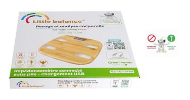 Ваги для вимірювання жиру LITTLE BALANCE 8359 Bambou Connect-4, USB, до 150 кг, без батарейок, з підключенням, бамбук