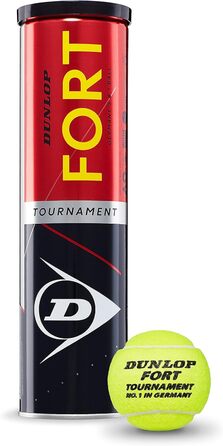 Тенісні м'ячі Dunlop Fort Tournament для ґрунтових, твердих та трав'яних кортів, 4 шт у банці + напульсник