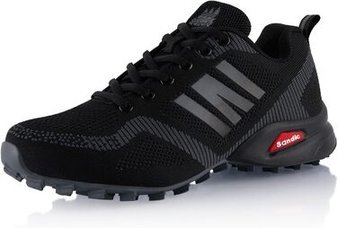 Черевики для трекінгу та трейлраннінгу для жінок та чоловіків, чорно-темно-сірі, 43 EU