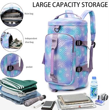 Спортивна сумка AUNGKWANG для дівчаток, водонепроникна, з відділенням для взуття та мокрих речей (рожева/фіолетова)