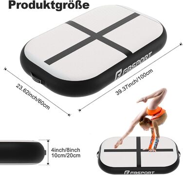 Airtrack FBSPORT 60x100x10 см: килимок для гімнастики, акробатики, йоги з насосом та сумкою