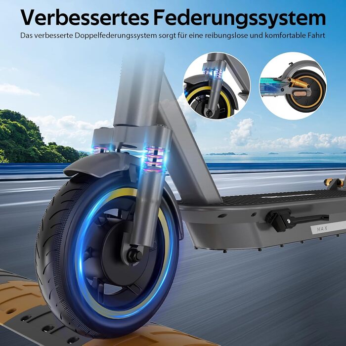 Електросамокат EVERCROSS EV10S MAX для доріг, 500W, 15.6Ah, 80-150 км, 20 км/год, складаний, додаток, 10'' вакуумні шини з гелем