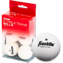 М'ячі для пінг-понгу Franklin Sports - Білі м'ячі для настільного тенісу - 38 мм, офіційний розмір та вага - Професійна якість One Star - Упаковка 6 шт.