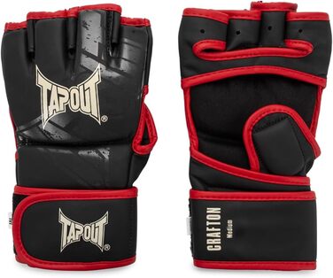 Тренувальні рукавички Tapout MMA зі штучної шкіри, чорні/червоні/екрю, розмір M, 1 пара