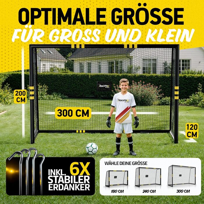 Ворота для футболу в сад для дітей та дорослих з антикорозійним покриттям. Ворота для дітей з анкерами для оптимальної фіксації. Футбольні ворота з м'якою оббивкою 300x200 см