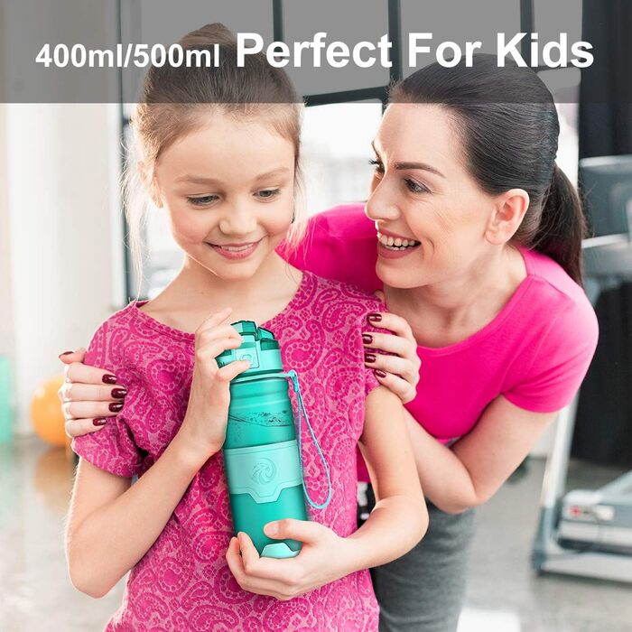 Спортивна пляшка ZORRI 503 мл, 1 л, 700 мл, 500 мл, 400 мл, BPA-Free, для води та газованих напоїв, без витоку, еко-пляшка для дітей, школи, спортзалу, фітнесу, велосипеда, м'ятно-зелений колір