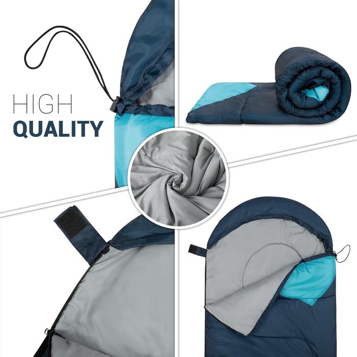 Спальний мішок Paco Home для дорослих та дітей: водонепроникний, дихаючий, 220x70x6 см (Блакитний)