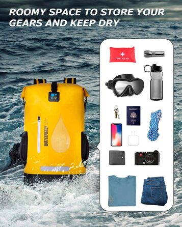 Водонепроникний рюкзак IDRYBAG 30L, жовтий - для каякінгу, кану, кемпінгу та піших прогулянок
