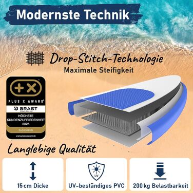 SUP дошка BRAST Primo надувна з веслом та аксесуарами 320x81x15 см блакитно-помаранчева