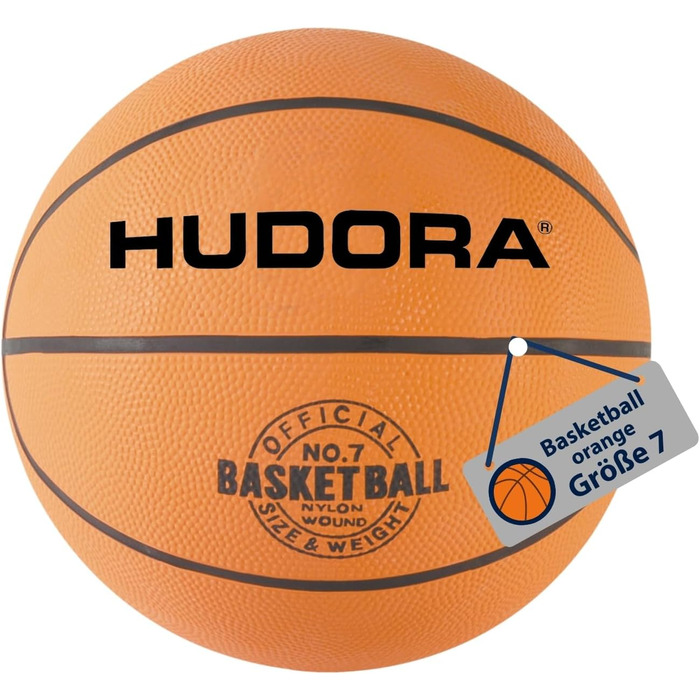 Баскетбольний стенд HUDORA Competition Pro, регульований, з кільцем та м’ячем, мобільний, для дітей, підлітків і дорослих, для вулиці