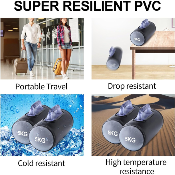 Гідравлічні гантелі Deiris, набір для заповнення водою, вага до 14 кг/пара, для силових тренувань та фітнесу (Чорний: пара 10 кг)