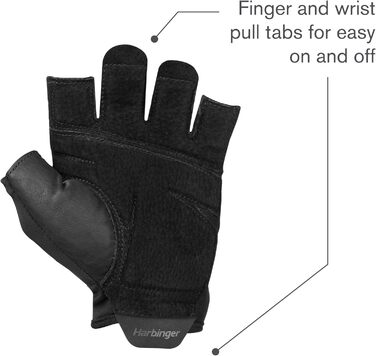 Гантелі Harbinger Training Grip: вантажні рукавички для важкої атлетики, чорний L