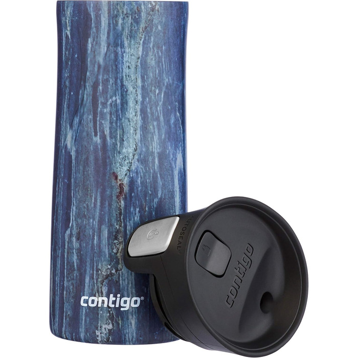Термокухоль Contigo Pinnacle Autoseal 420 мл, нержавіюча сталь, блакитний (Blueslate) - ізольований, герметичний, для напоїв на ходу