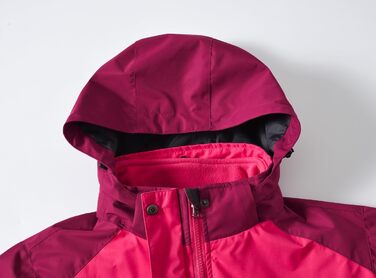 Жіноча 3-в-1 куртка Ysento: тепла флісова та водонепроникна софтшеллова куртка з капюшоном, рожево-рожевий колір, XXL