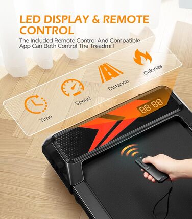 Cozary Walking Pad - біговий килимок для дому з нахилом, робочий стіл, 2-6 км/год, для офісу, з пультом та керуванням через додатки, двигун 2.5HP, LED-дисплей, вантажопідйомність 120 кг