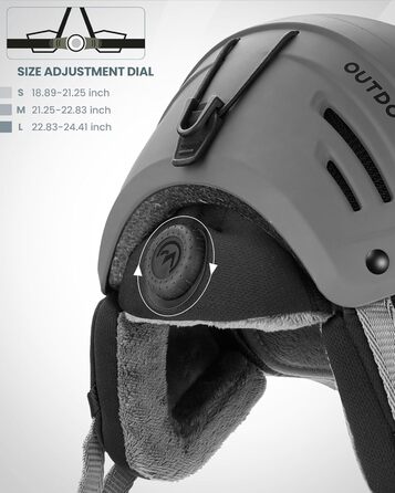 Шолом для сноубордингу та лиж OutdoorMaster з маскою, захисний EPS-піна, 14 вентиляційних отворів, сірий матовий, M