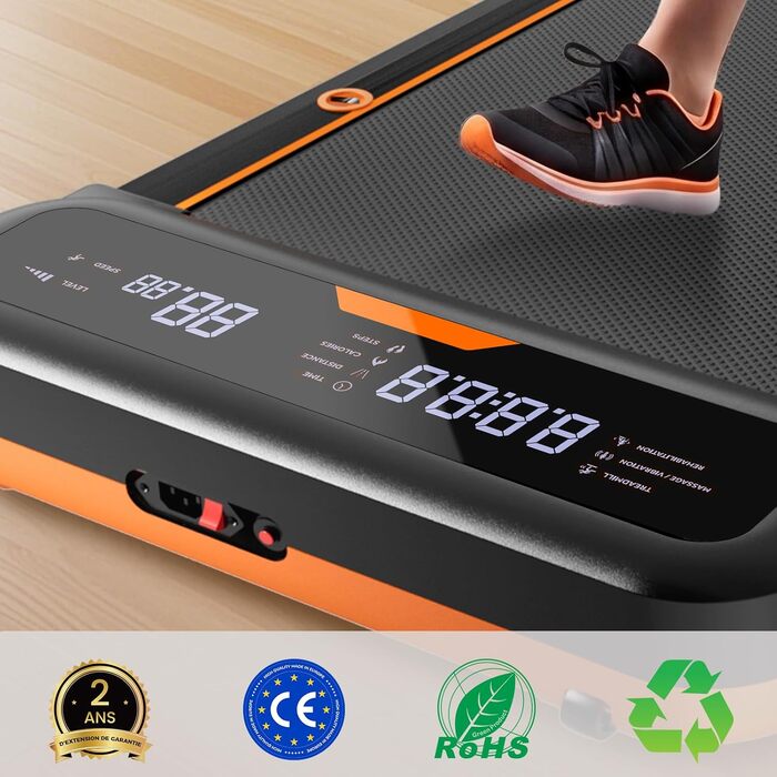 Бігова доріжка для дому з нахилом 7%, Walking Pad 5: реабілітація, 5 рівнів вібрації, під стіл з додатковою ручкою, LED, 2.5HP, швидкість до 7.5 км/год, управління з пульта, до 136 кг, з APP