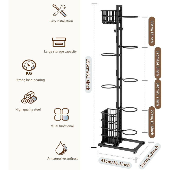 Стенд для зберігання м'ячів: баскетбол, волейбол, футбол. Організатор для спортивного інвентарю з 7 тримачами для м'ячів та 2 кошиками