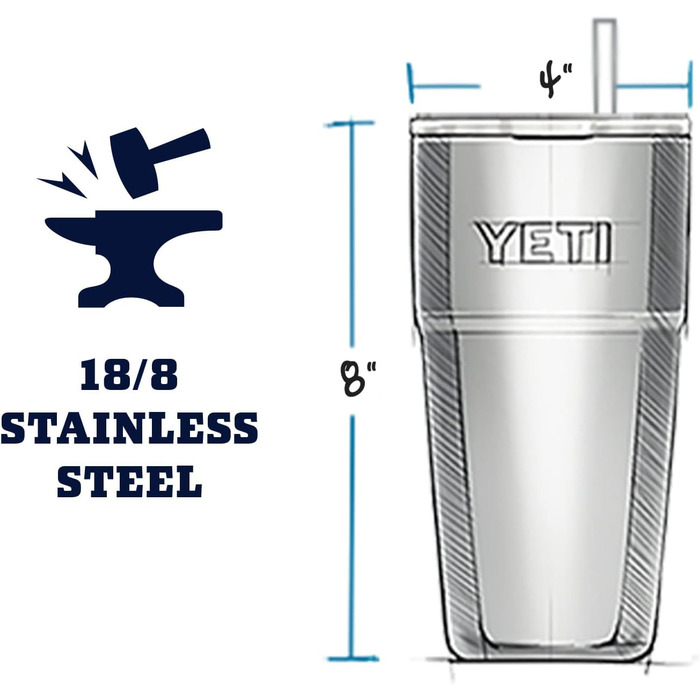 Термокружка YETI Rambler з трубочкою, нержавіюча сталь, вакуумна ізоляція, 769 мл, зелена