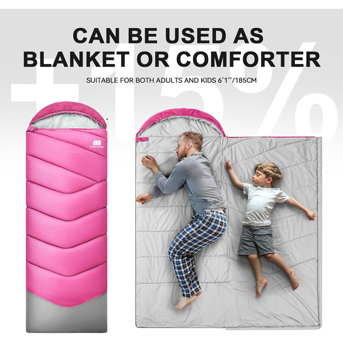 Сплячі мішки для дорослих у холодну погоду, водонепроникні, легкі, рожеві. Підходять для кемпінгу, піших прогулянок, відпочинку на природі та вдома (1,4 кг)