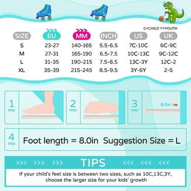 Роликові ковзани Runcinds для дітей, регульовані, 4 розміри (35-39 EU), 215-245 мм