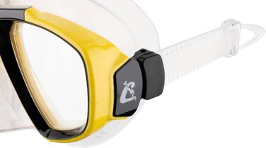 Cressi Focus – маска для снорклінгу, набір для дорослих і дітей, регульована, сумісна з коригуючими лінзами –1.00 до –8.00, водовідштовхувальна, прозора/жовта